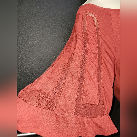 ANTHROPOLOGIE Postmark Size Medium Burnt Red Rust Women's Blouse Shirt Top - Picture 2 of 6
